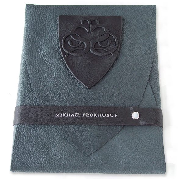 Black Leather Soft Side Portfolio, Snapped Custom Silver Name, Stamped Leather Belt, Carved Embossed Emblem