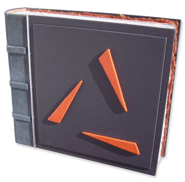 Custom leather book with Business Logo on gray Portfolio
