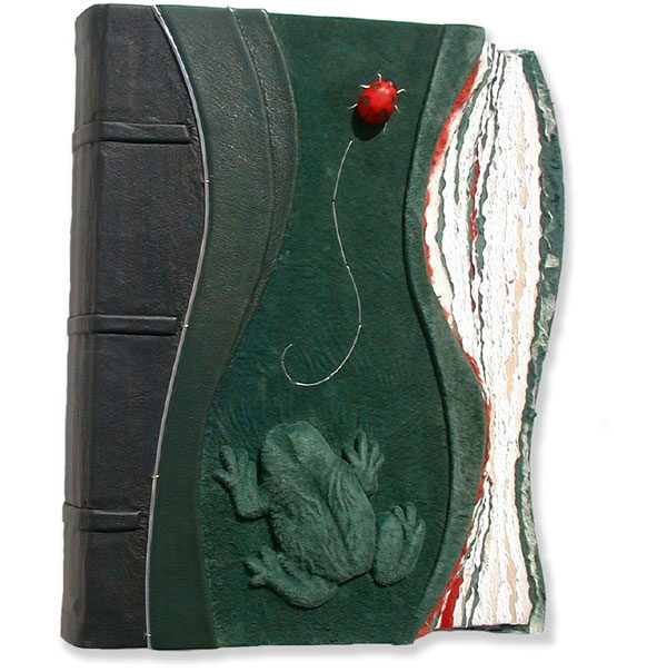 Green leather embossed Toad and Ladybug Scrapbook Album