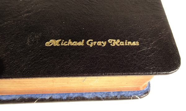 Gold Stamped Name on Bible