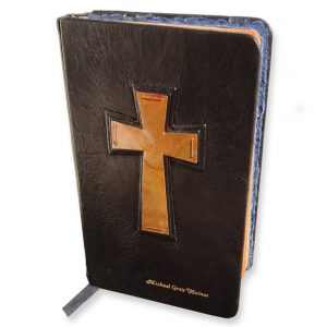 Copper Cross Bible with Gold Stamped Name on black leather