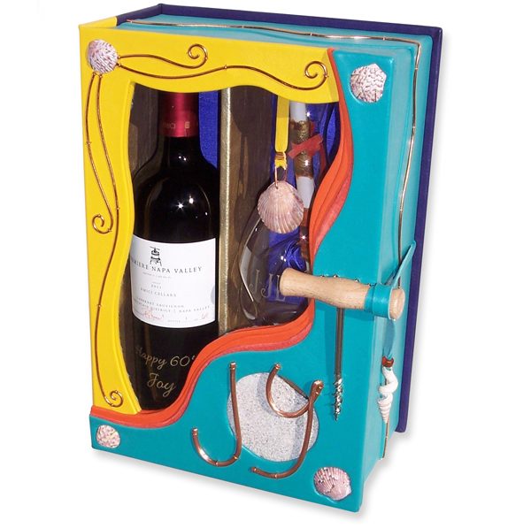 Custom Leather Clamshell Box for Wine and Decanter, Showcase Window Box with shells