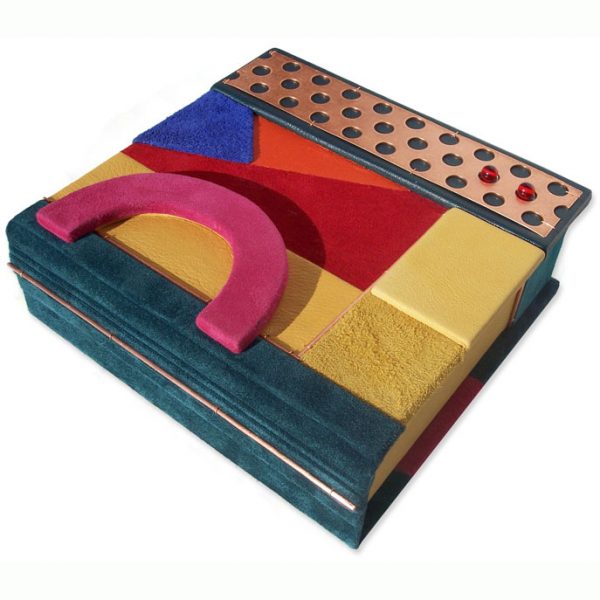 Abstract Initials Leather Box, personalized clamshell style box