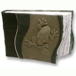 Gray Frog Album with leather embossed frog and silver beads