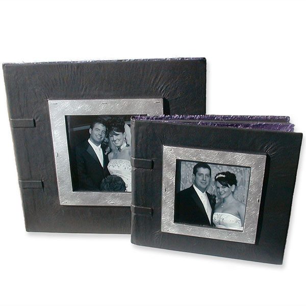 Classical Leather Wedding Album with Framed Photograph under Glass