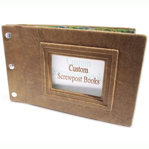 Refillable Leather Screwpost Scrapbook Album with Framed Photo Window