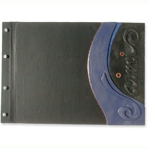 Personalized Leather Screwpost Portfolio Book with Carved and Embossed Name