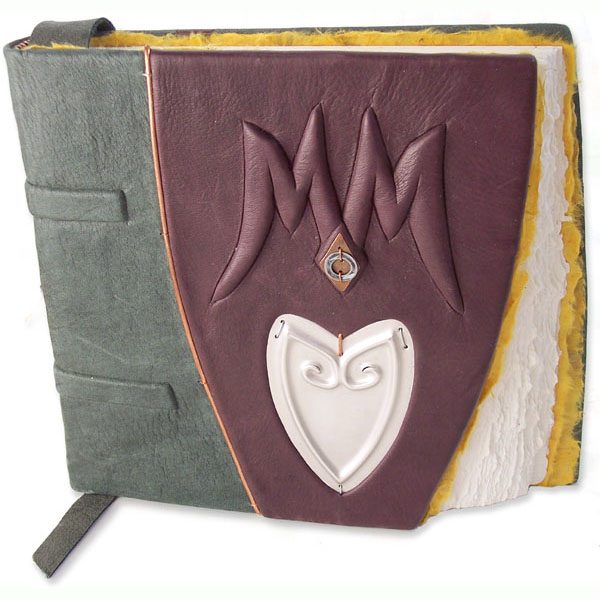 Custom Burgundy Leather Wedding Guest Book with Silver Heart and Embossed Initials
