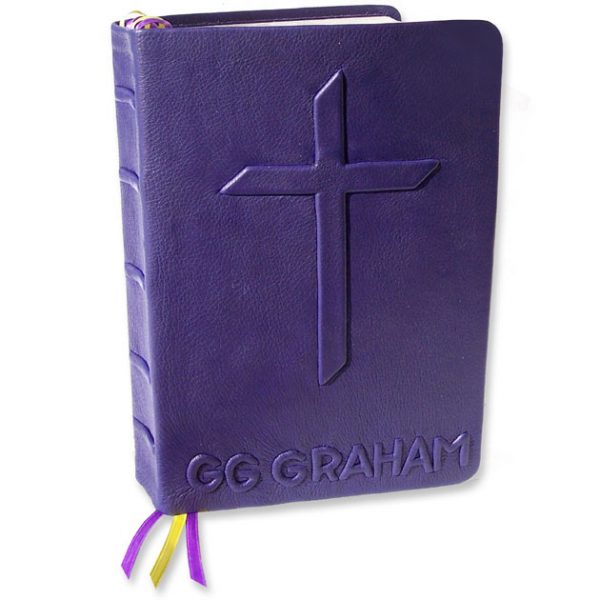 Custom Leather Bible with Embossed Name and Cross