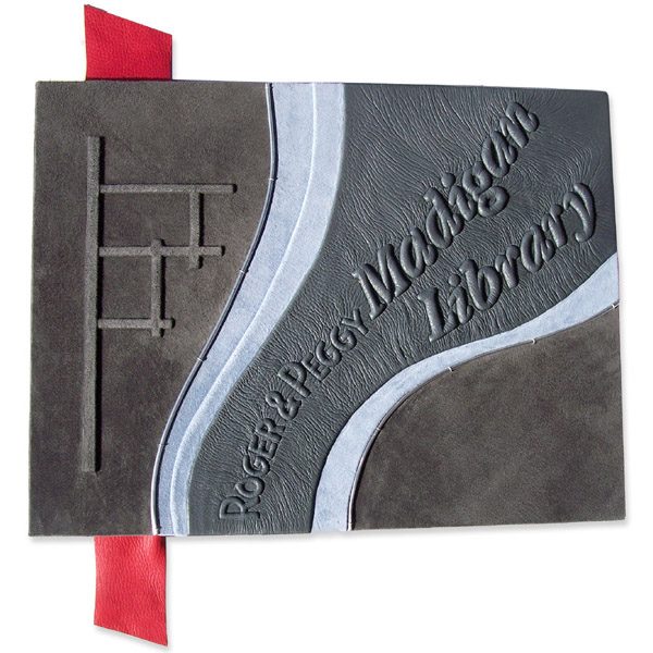 Custom Leather Screwpost Book with 3-D Lettering for Library Donor Names