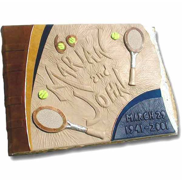 Personalized Tennis Anniversary Book with leather embossed names for 60th wedding anniversary