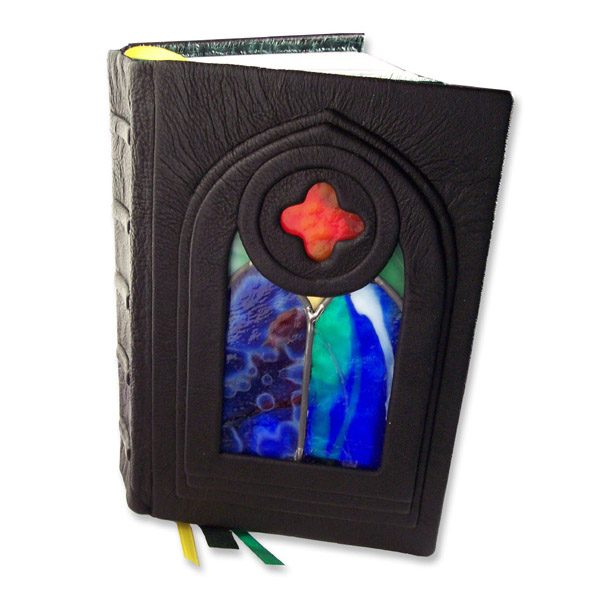 Custom Gothic Stained Glass Window Bible in black leather