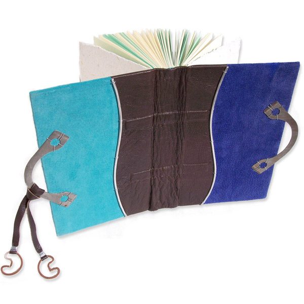 Double Sided Leather Journal with Metal Handles