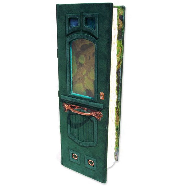 Green Door Leather Journal with Stained Glass Windows