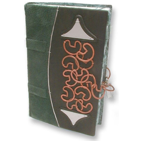 Leather Journal with Padlock and copper clips