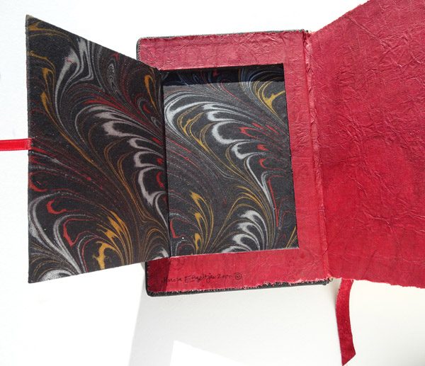 Hidden Compartment in Bible Cover with marbled paper