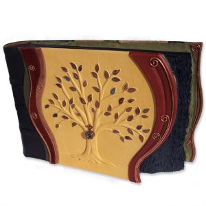 Leather Family Tree Scrapbook Photo Album with 50 Copper Leaves