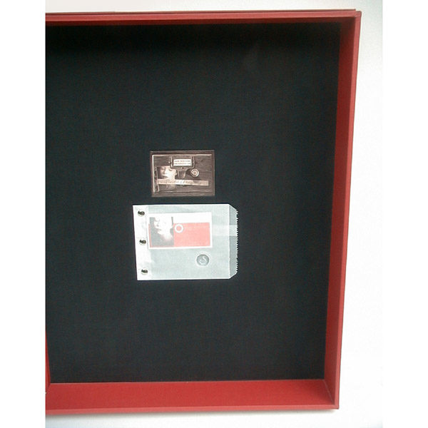artist portfolio box interior with bag business card holder