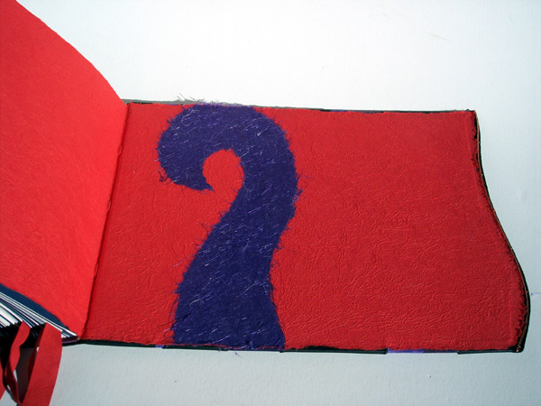 handmade paper red and purple coversheets in custom leather book