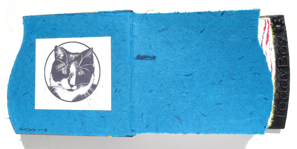 handmade paper coversheets with cat logo in customized pet album